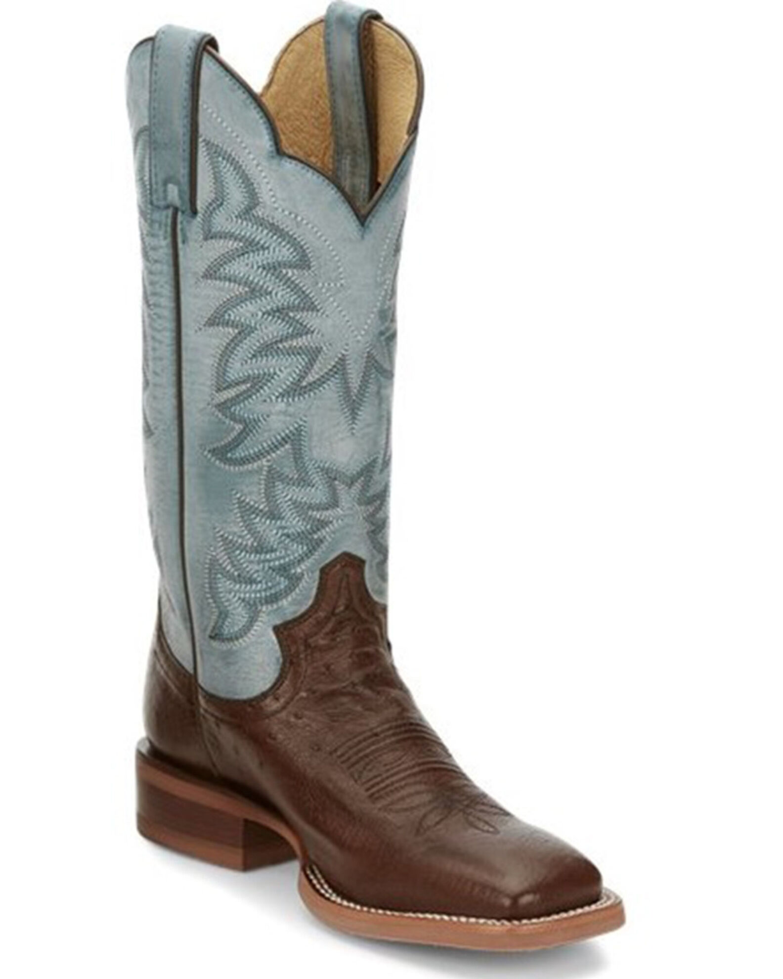 Justin Women s Ralston Exotic Smooth Ostrich Skin Western Boots Broad Square Toe Sheplers