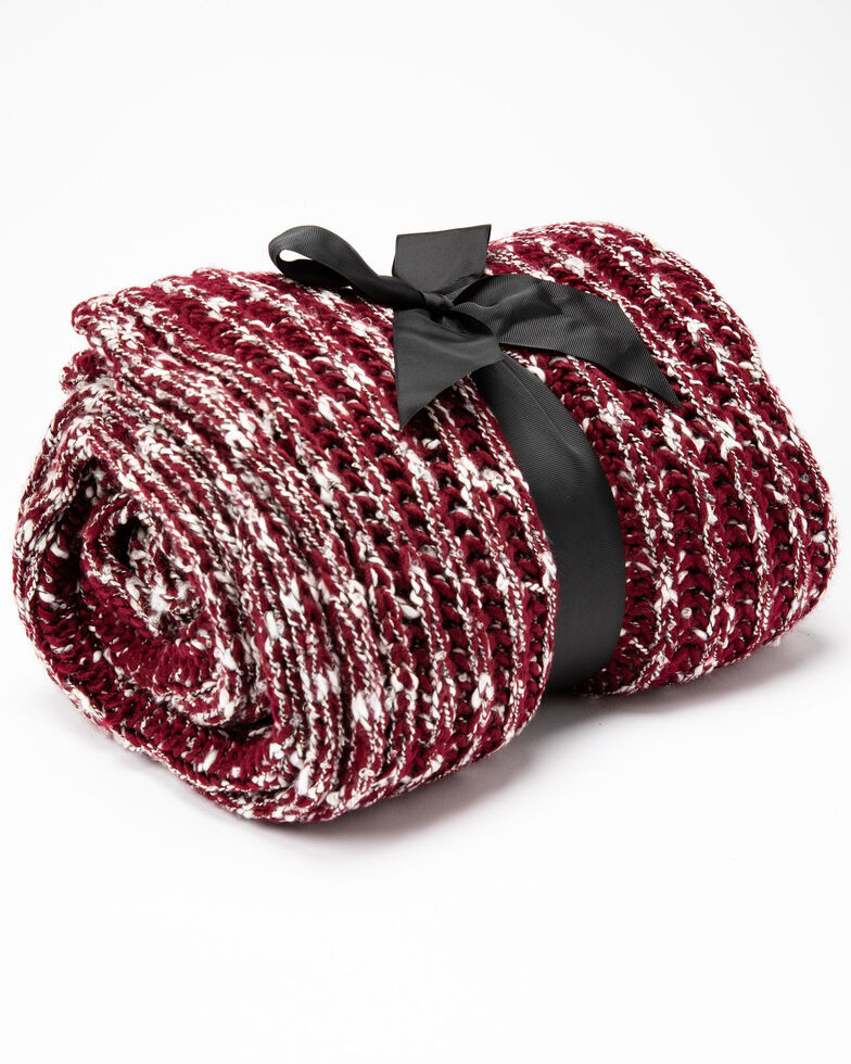 Boot Barn Ranch Burgundy Lurex Rib Knit Blanket Sheplers