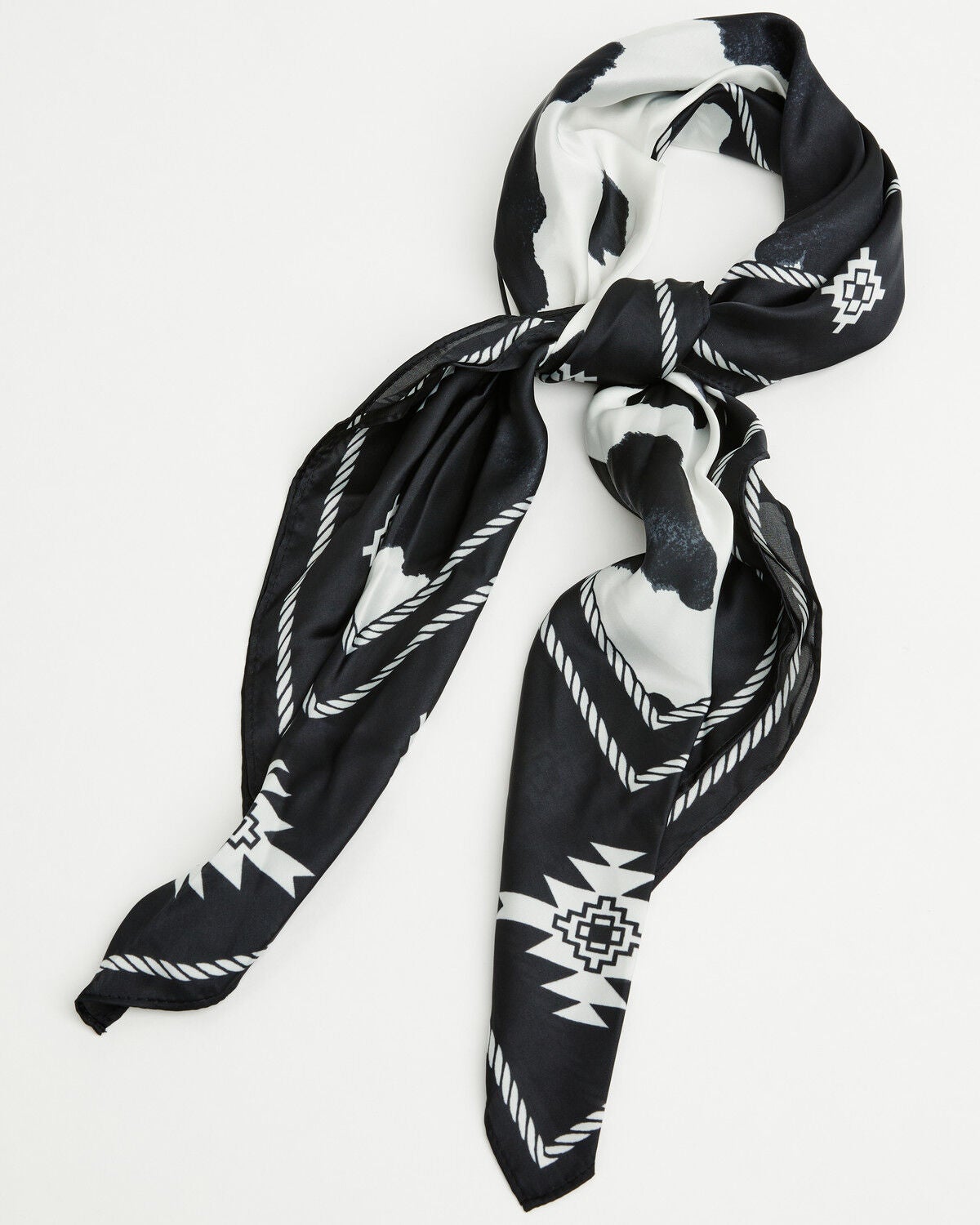 Image #2 - Idyllwind Women's Mona Cow Print Oversized Wild Rag, Black, hi-res