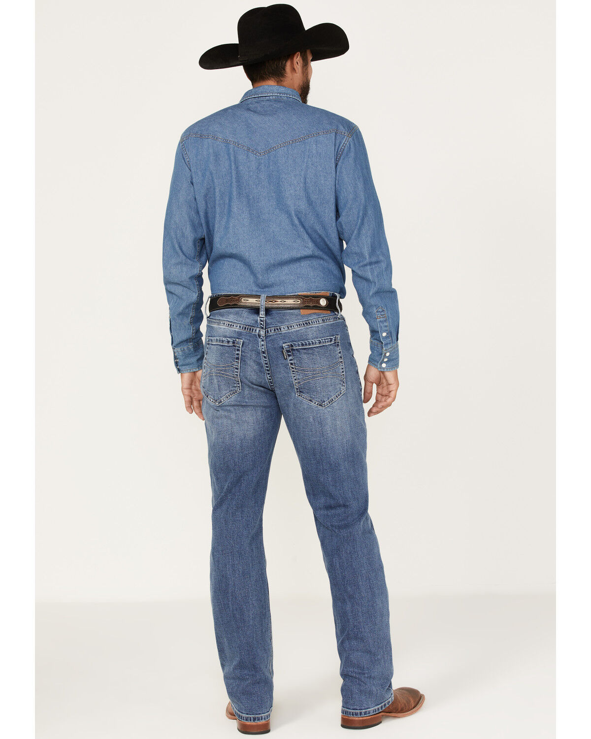 Image #1 - Hooey Men's Double Barrel Medium Wash Stackable Bootleg Jeans, Medium Wash, hi-res