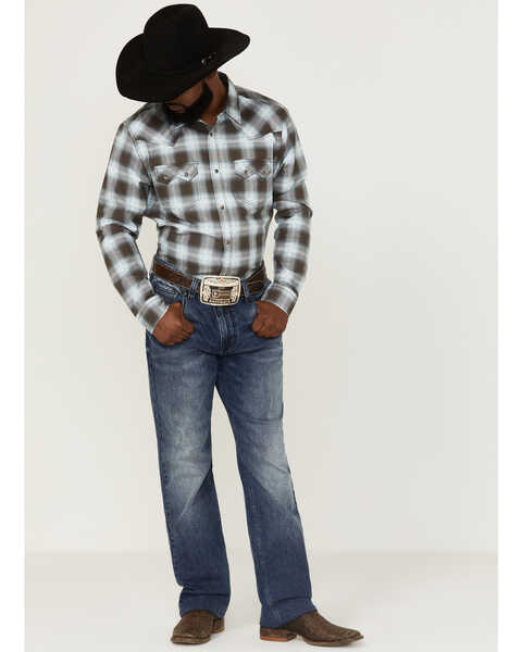 Image #2 - Cody James Men's Background Large Ombre Plaid Western Shirt , Brown, hi-res