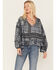 Image #1 - Jen's Pirate Booty Women's Roma Storm Chariot Floral Print Ruffle Top, Black, hi-res