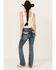 Image #1 - Grace In LA Women's Medium Wash Faux Flap Pocket Mid Rise Bootcut Stretch Denim Jeans , Medium Wash, hi-res