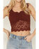 Image #3 - Shyanne Women's Fitted Stretch Lace Cami, Mahogany, hi-res