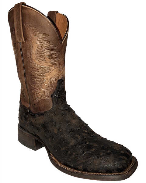 Image #1 - Dan Post Men's Ostrich Western Boots - Square Toe, , hi-res