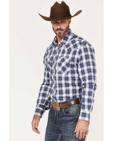 Image #2 - Wrangler Retro Men's Long Sleeve Sawtooth Snap Pocket Western Shirt, Blue, hi-res