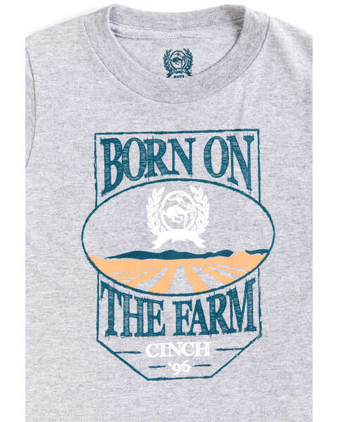 Cinch Toddler Boys' Born On The Farm Short Sleeve Graphic T-Shirt, Heather Grey, hi-res