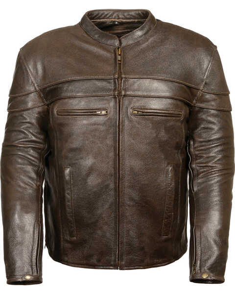 Milwaukee Leather Men's Brown Sporty Scooter Crossover Jacket - Big - 3X, Brown, hi-res