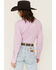 Image #5 - Cowboygirl by Jenna Paulette Women's Gingham Print Long Sleeve Pearl Snap Western Shirt, Lavender, hi-res
