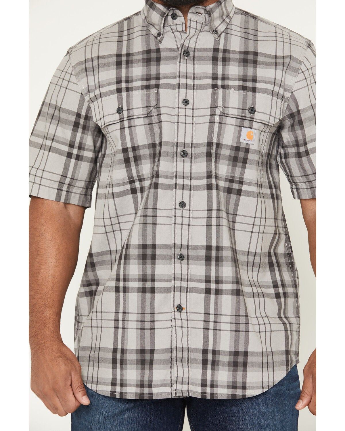 Image #3 - Carhartt Men's Fort Loose Fit Short Sleeve Button-Down Work Shirt, Grey, hi-res