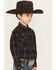 Image #2 - Roper Boys' Plaid Print Long Sleeve Snap Stretch Western Shirt, Black, hi-res