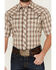 Image #3 - Roper Men's Medium Plaid Print Embroidered Yoke Short Sleeve Pearl Snap Western Shirt, Brown, hi-res
