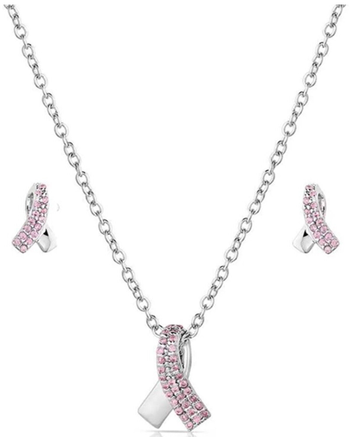 Image #1 - Montana Silversmiths Women's Hope & Strength Ribbon Jewelry Set - 2 Piece, Silver, hi-res