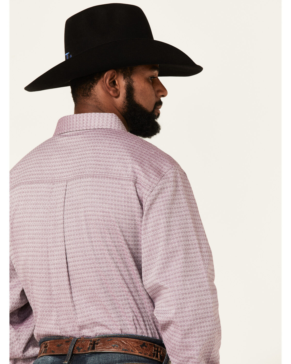 Image #2 - RANK 45® Men's Producer Jacquard Print Long Sleeve Button-Down Western Shirt, Purple, hi-res