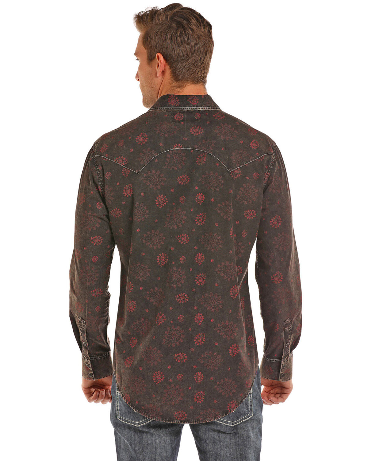 Rock /& Roll Cowboy Boys Poplin Paisley Print Long Sleeve Snap Shirt