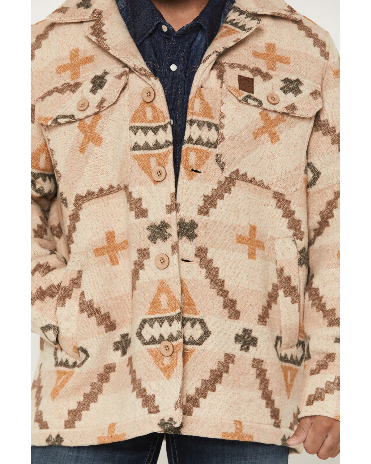 Image #3 - Kimes Ranch Men's Marquette Southwestern Print Woolish Quilt Lined Shirt Jacket, Tan, hi-res
