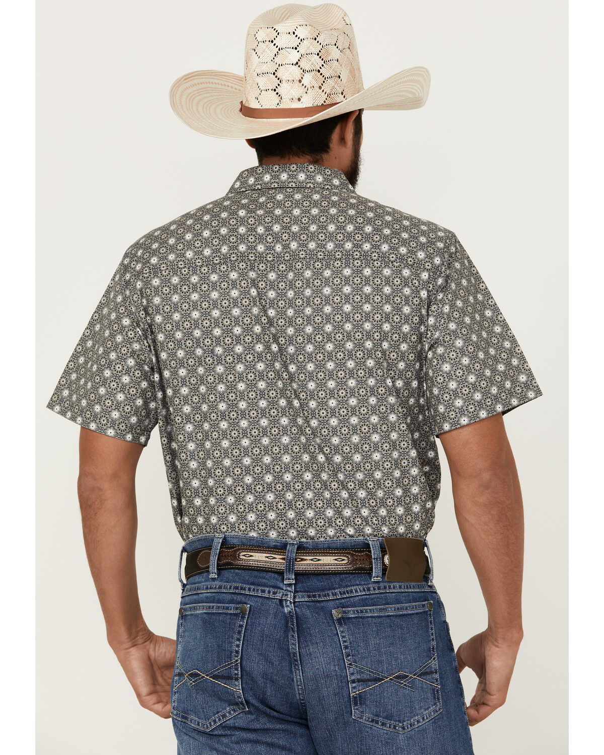 Image #4 - Gibson Trading Co Men's Good Time Geo Print Button-Down Short Sleeve Western Shirt, Grey, hi-res