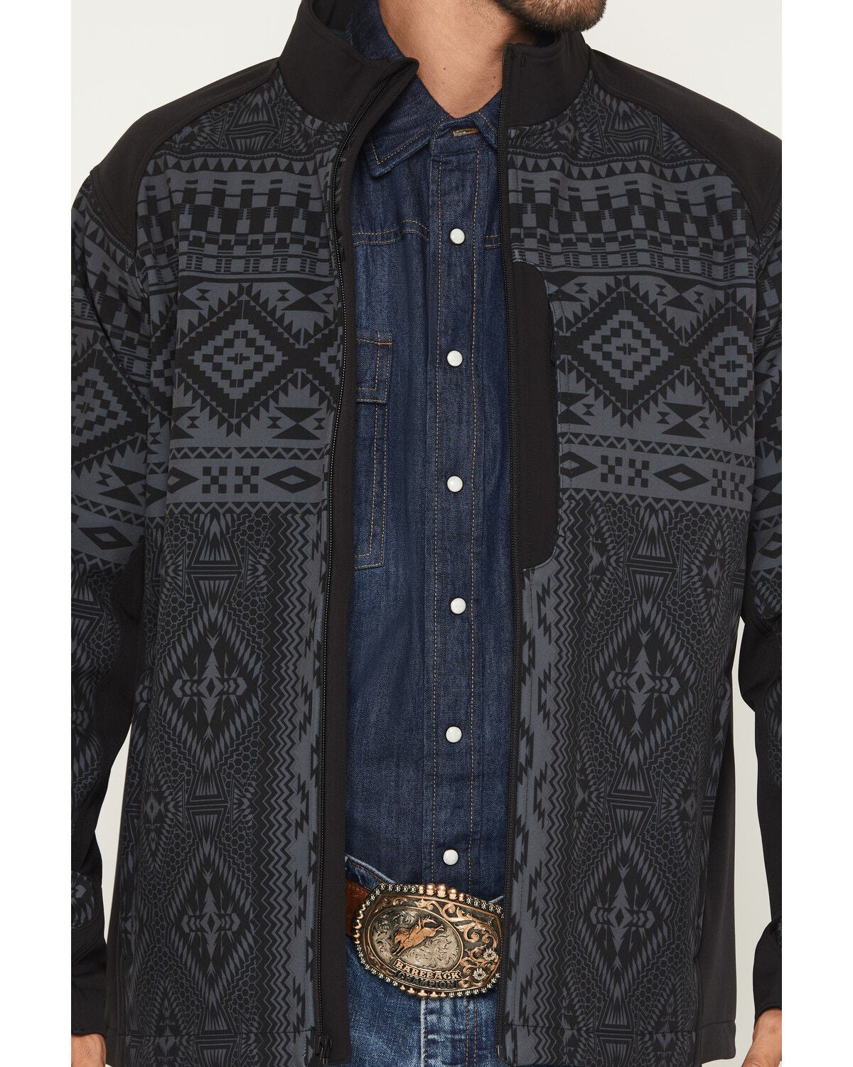 Image #3 - RANK 45&reg; Men's Quintana Southwestern Print Softshell Jacket, Charcoal, hi-res