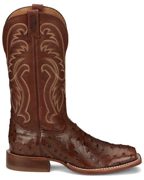 Tony Lama Men's Jacinto Full Quill Ostrich Exotic Western Boots - Square Toe, Brown, hi-res