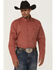 Image #1 - George Strait by Wrangler Men's Geo Print Long Sleeve Button-Down Stretch Western Shirt - Tall, Red, hi-res