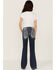 Miss Me Girls' Light Wash Mid Rise Americana Star Embroidered Bootcut Jeans, Blue, hi-res