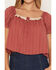 Image #3 - Cleo + Wolf Women's Short Sleeve Lace Trim Babydoll Top, Rose, hi-res