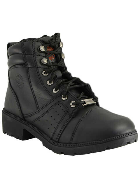 Milwaukee Leather Women's Lace To Toe Boots - Round Toe, Black, hi-res