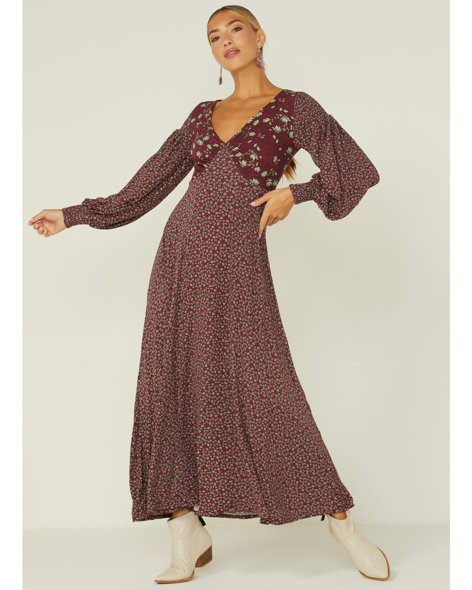 Free people mixed sale floral maxi dress