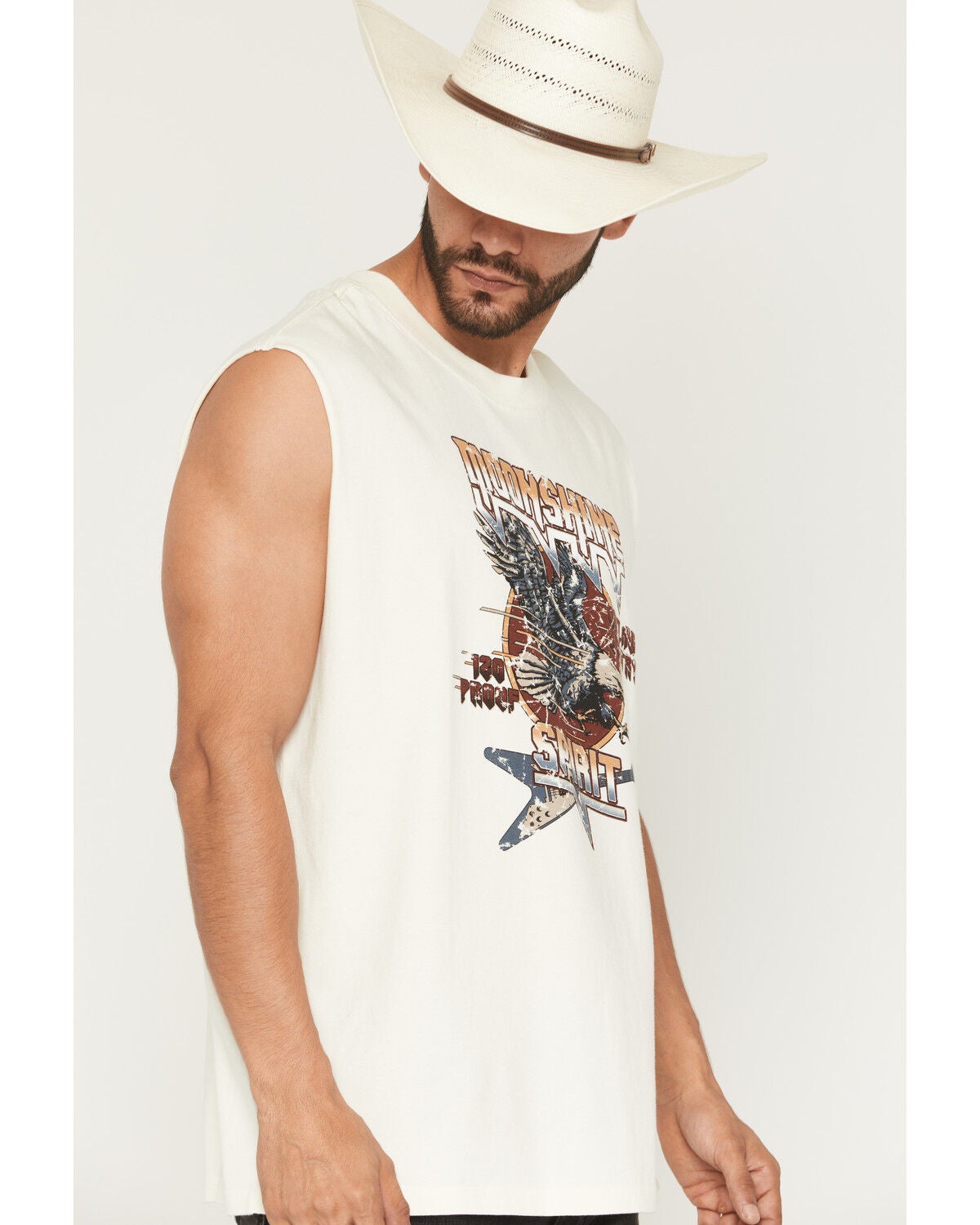 Image #2 - Moonshine Spirit&reg; Men's Flying Eagle Sleeveless Graphic Muscle T-Shirt, Natural, hi-res