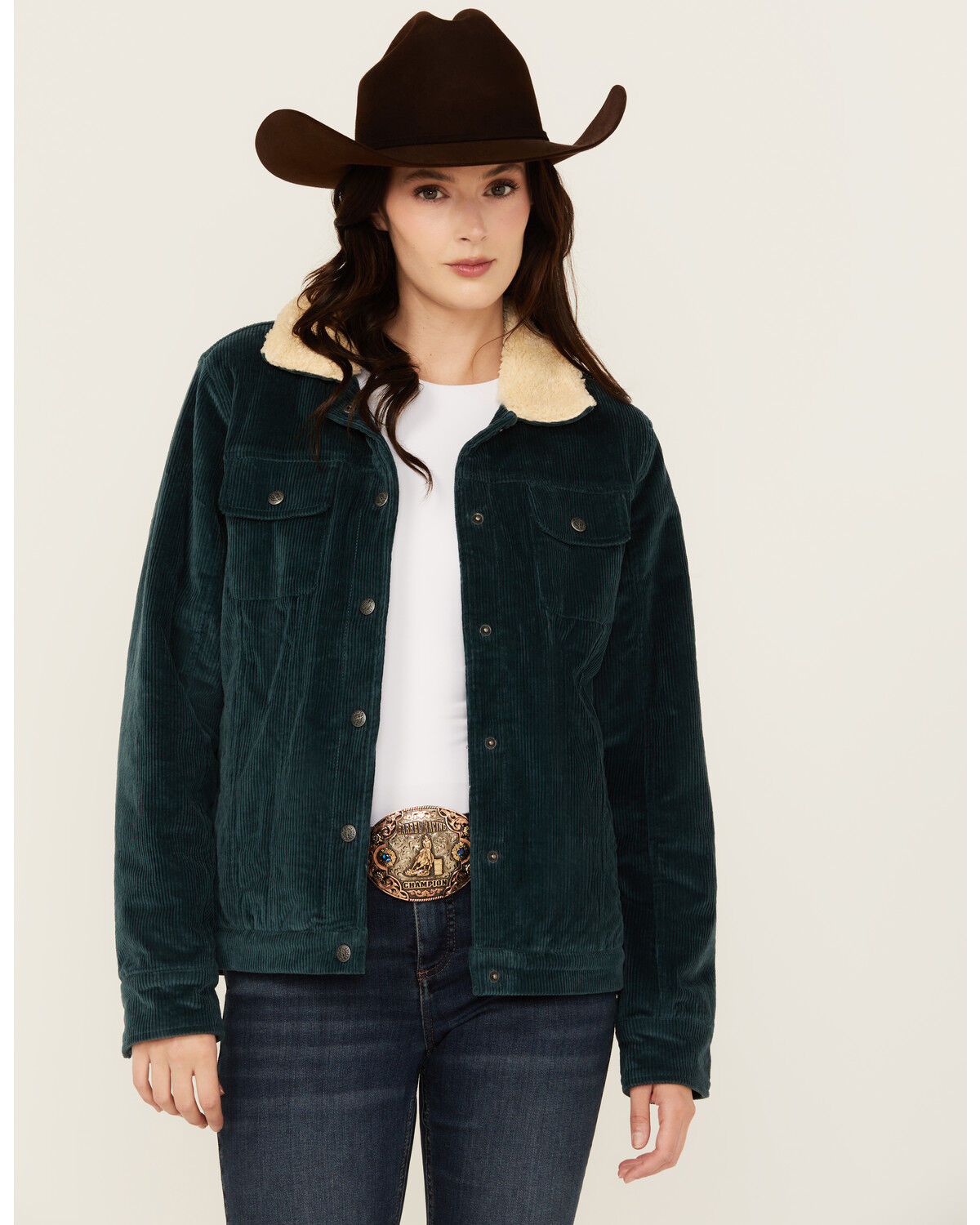 Image #1 - Outback Trading Co Women's Georgia Sherpa Lined Corduroy Jacket, Blue, hi-res