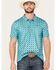 Panhandle Men's Medallion Print Short Sleeve Performance Polo, Turquoise, hi-res