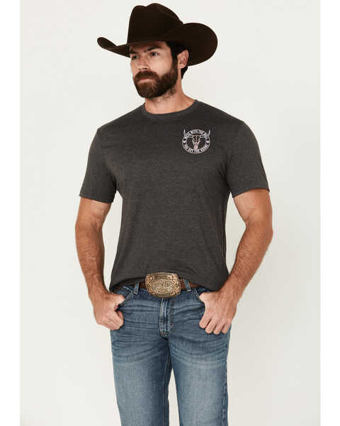 Image #2 - Cowboy Hardware Men's Mess With The Bull Short Sleeve T-Shirt, Charcoal, hi-res