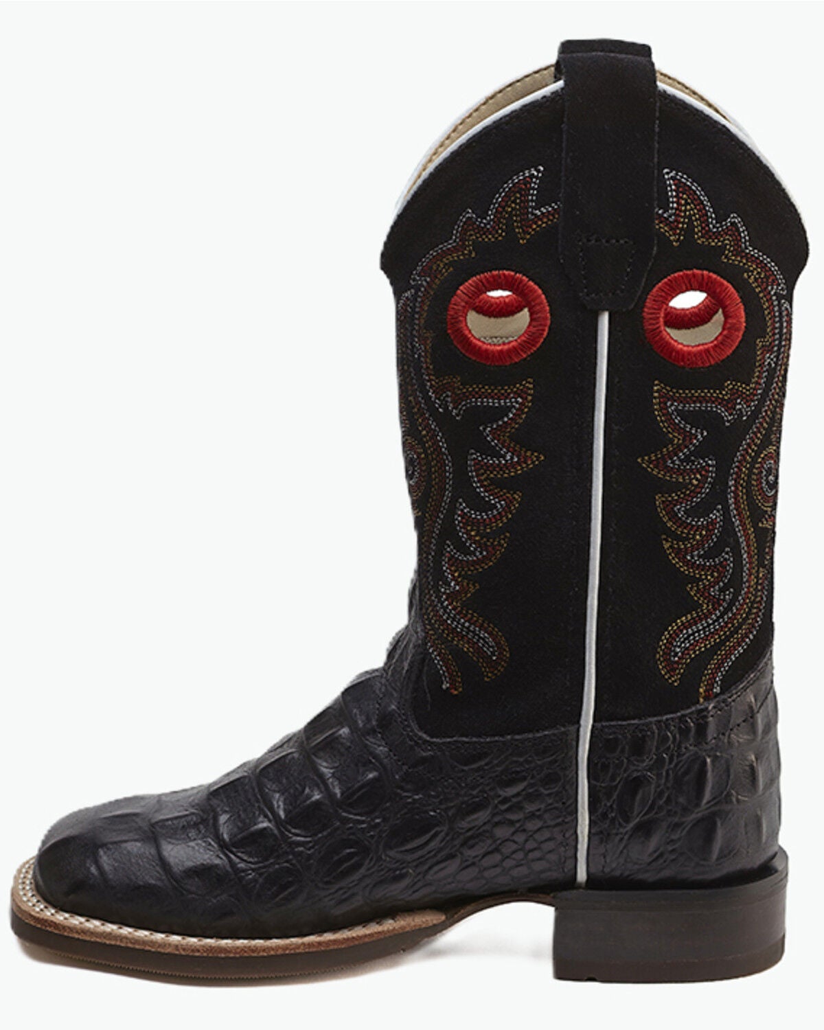 Image #3 - Old West Little Boys' Faux Alligator Western Boots - Broad Square Toe, Black, hi-res