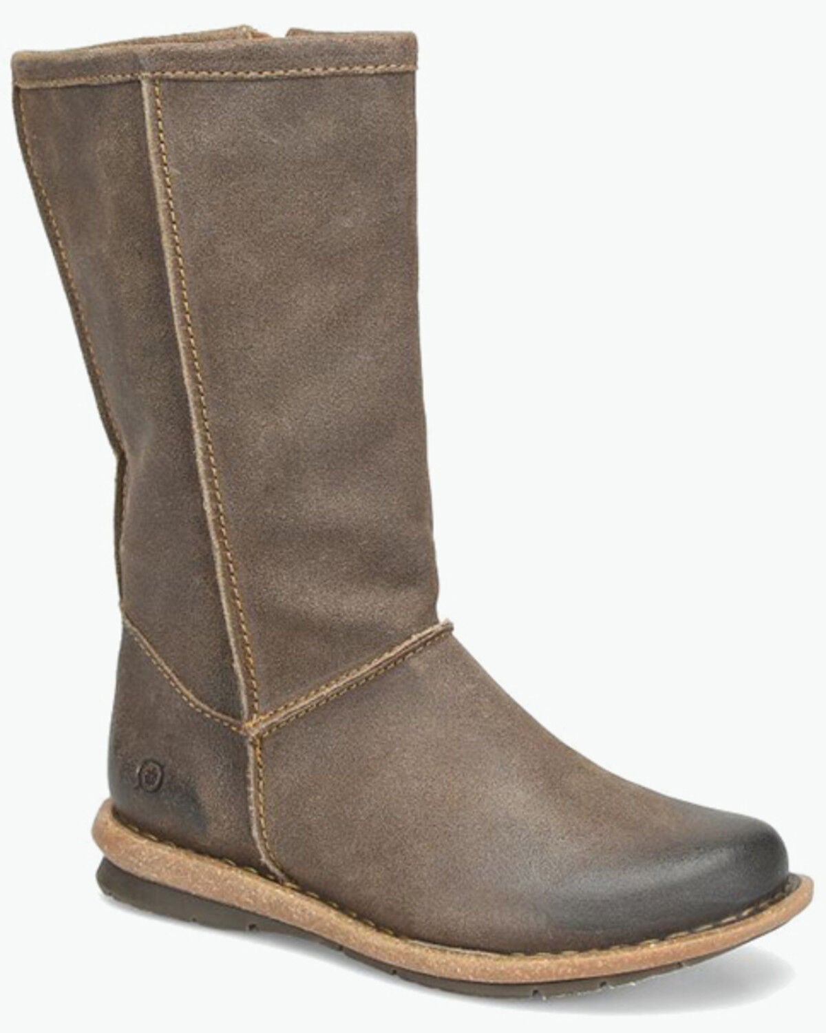 Image #1 - Born Women's Salee Mid Calf Suede Boots - Round Toe, Taupe, hi-res