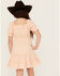 Image #4 - Hayden LA Girls' Gingham Print Puff Sleeve Mini Dress, Peach, hi-res