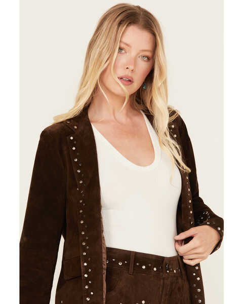 Image #2 - Driftwood Women's Suede Studded Jacket , Chocolate, hi-res