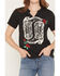Image #3 - Blended Women's Boot Rose Short Sleeve Graphic Tee, Black, hi-res