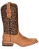 Circle G Girls' Leopard Print Western Boots - Square Toe, Honey, hi-res