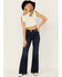 Image #1 - Rock & Roll Denim Women's Dark Wash High Rise Self Belt Wide Leg Stretch Flare Jeans, Dark Wash, hi-res