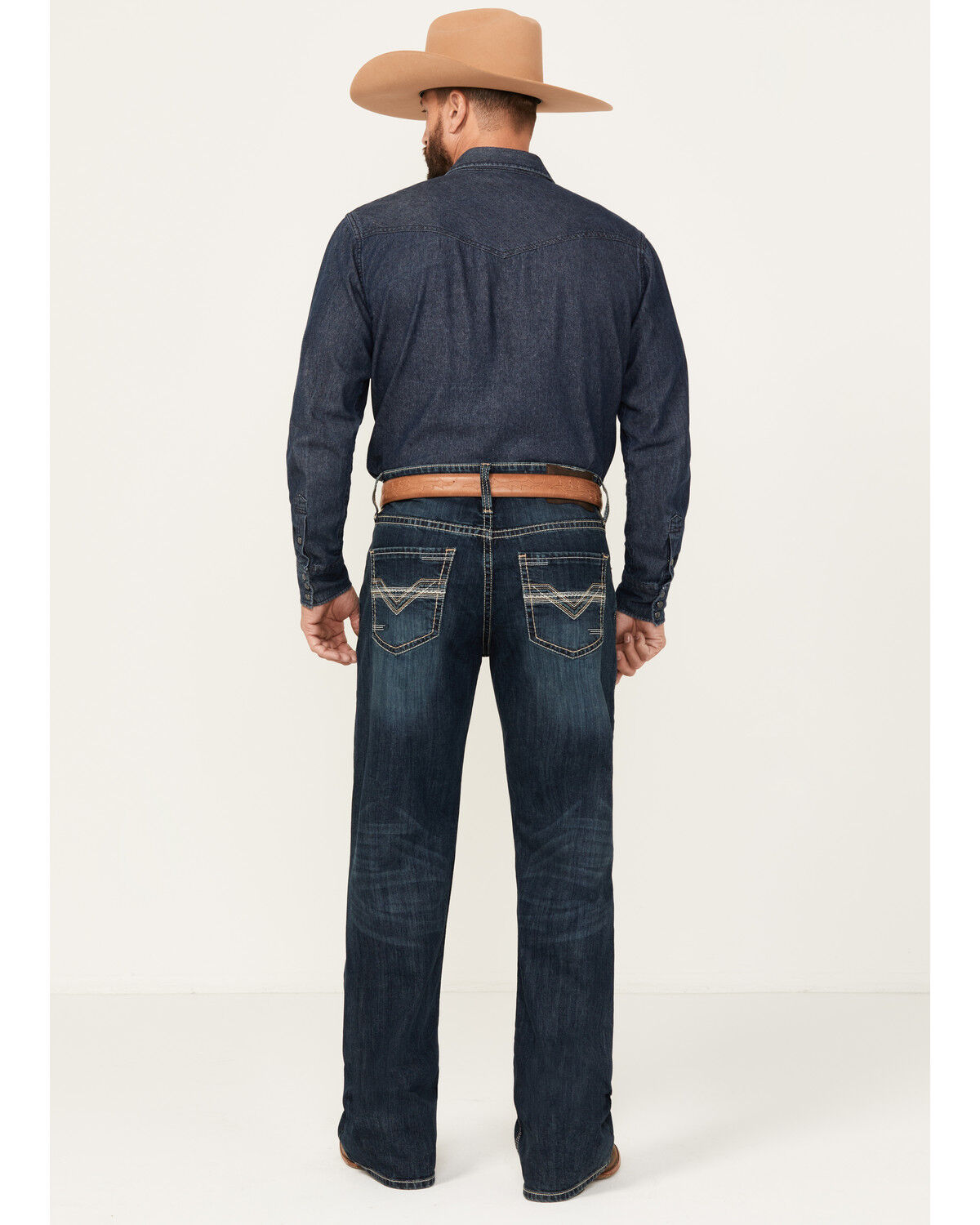 Image #3 - Rock & Roll Denim Men's Double Barrel Dark Wash Relaxed Bootcut Stretch Denim Jeans, Dark Wash, hi-res