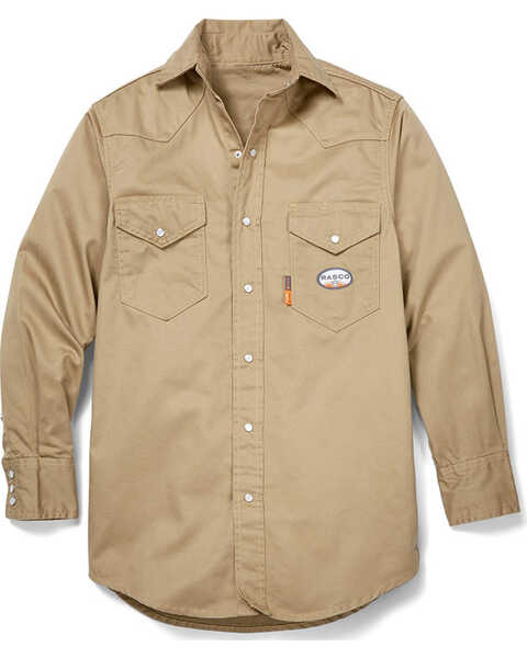 Rasco Men's FR Lightweight Twill Work Shirt - Big, Beige/khaki, hi-res