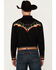 Image #4 - Scully Men's Music Note Flame Embroidered Long Sleeve Snap Western Shirt, Black, hi-res
