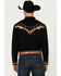 Image #4 - Scully Men's Music Note Flame Embroidered Long Sleeve Snap Western Shirt , Black, hi-res