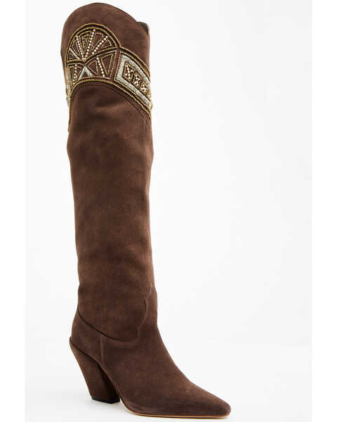 Image #1 - Wonderwest Women's Giselle Tall Western Boots - Pointed Toe , Taupe, hi-res
