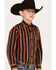 Image #2 - Panhandle Boys' Stripe Print Long Sleeve Button-Down Shirt, Rust Copper, hi-res