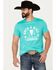 Rock & Roll Denim Men's Rodeo Skull Short Sleeve Graphic T-Shirt, Turquoise, hi-res