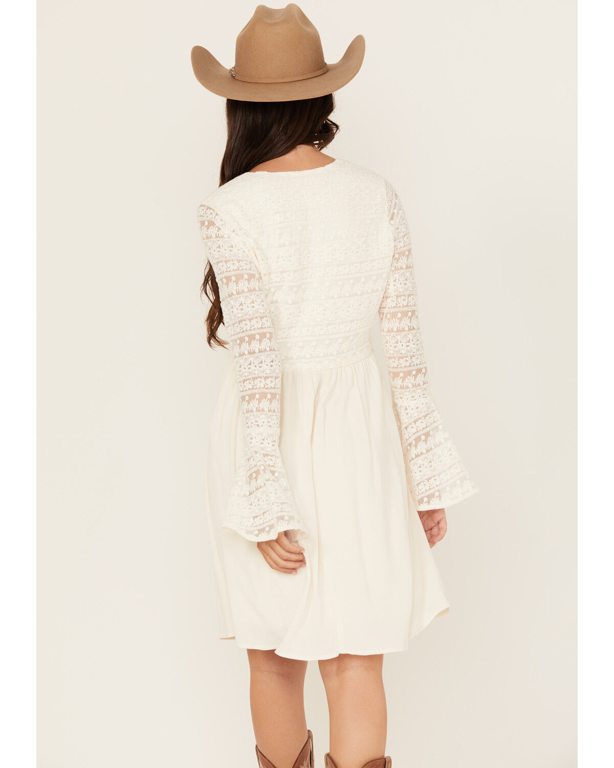 Shyanne Women's Lace Long Sleeve Button-Down Mini Dress Shyanne Women's Lace Long Sleeve Button-Down Mini Dress