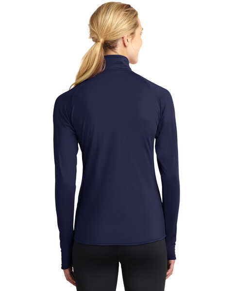 Image #2 - Sport-Tek Women's Navy 3X Sport-Wick Stretch 1/2 Zip Pullover - Plus, Navy, hi-res