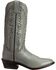 Image #2 - Old West Men's Smooth Leather Western Boots - Medium Toe, Grey, hi-res