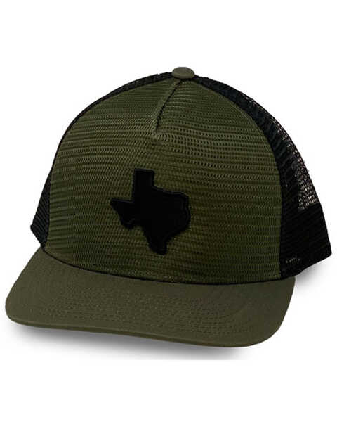 Oil Field Hats Men's Loden & Black Texas State Patch Mesh Ball Cap , Olive, hi-res